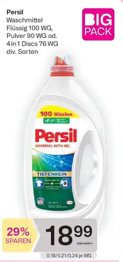 Bipa Persil Waschmittel Flüssig 100 WG, Pulver 90 WG od. 4 in 1 Discs 76 WG Angebot