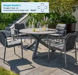 Bauhaus Beispiel-Kombi 2: Diningtisch 'Maja' mit 4x Gartensessel und 4x Auflage 'Solo' 740,60* Angebot