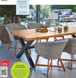 Bauhaus Beispiel-Kombi 1: X-Fuß-Gartentisch mit 6x Diningsessel 'Pauline' Angebot
