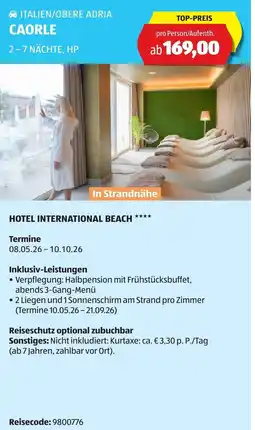 Hofer Reisen Hotel international beach Angebot