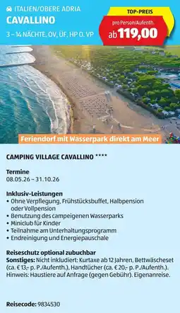 Hofer Reisen Camping village cavallino Angebot
