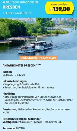 Hofer Reisen Andante hotel dresden Angebot