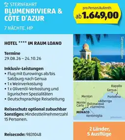 Hofer Reisen Blumenriviera & côte d'azur Angebot