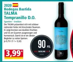 Norma Bodegas Bastida TALMA Tempranillo D.O Angebot