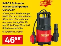 Lagerhaus Impos schmutz- wassertauchpumpe gs4003p Angebot