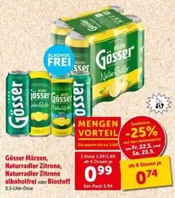 Interspar Gösser Märzen, Naturradler Zitrone, Naturradler Zitrone alkoholfrei oder Biostoff Angebot