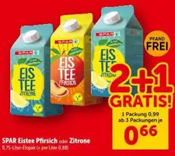 Interspar Spar eistee pfirsich oder zitrone Angebot