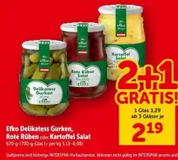 Interspar Efko Delikatess Gurken Rote Rüben oder Kartoffel Salat Angebot