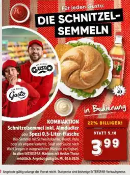 Interspar Kombiaktion schnitzelsemmel inkl. almdudler oder spezi Angebot