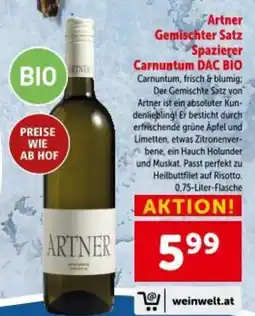Interspar Artner gemischter satz spazierer carnuntum dac bio Angebot
