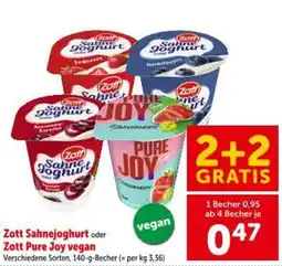 Interspar Zott sahnejoghurt oder zott pure joy vegan Angebot