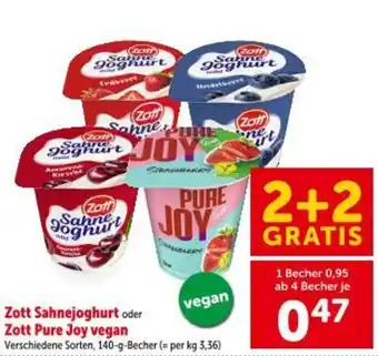 Interspar Zott sahnejoghurt oder zott pure joy vegan Angebot