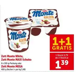 Interspar Zott Monte White, Zott Monte MAXI Schoko oder Zott Monte MEGA Angebot