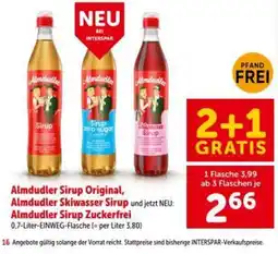 Interspar Almdudler Sirup Original, Almdudler Skiwasser Sirup und jetzt NEU: Almdudler Sirup Zuckerfrei Angebot