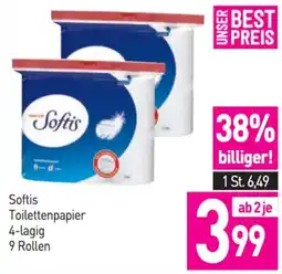Sutterlüty Softis Toilettenpapier 4-lagig 9 Rollen Angebot