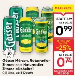Maximarkt Gösser märzen, naturradler zitrone oder naturradler zitrone alkoholfrei Angebot