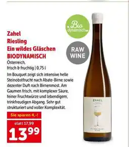 Interspar Zahel Riesling Ein wildes Gläschen BIODYNAMISCH Angebot