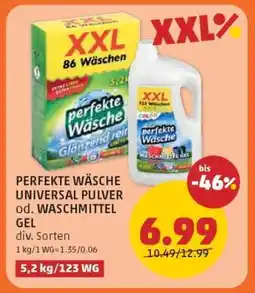 PENNY PERFECTE WÄSCHE UNIVERSAL PULVER od. WASCHMITTEL GEL Angebot