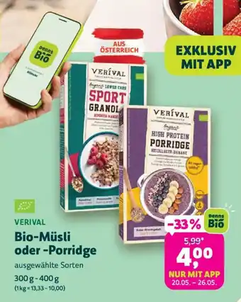 Bio-Müsli oder -Porridge