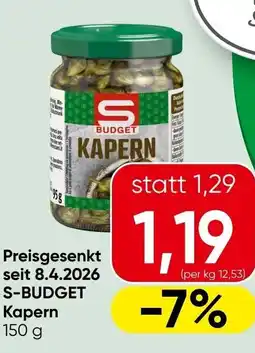 Spar Preisgesenkt seit s-budget kapern Angebot
