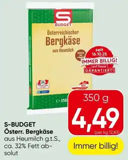 Spar S-budget österr. bergkäse Angebot