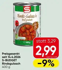 Spar Preisgesenkt seit s-budget rindsgulasch Angebot