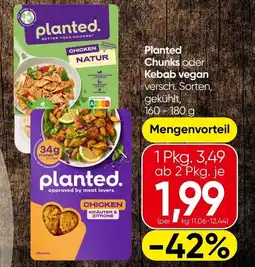 Spar Planted. chunks oder kebab vegan Angebot