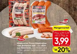 Spar Käsekrainer, puten käsekrainer oder bratwurst dick oder dünn aus österreich Angebot