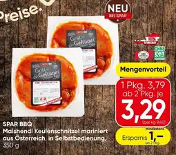 Spar Spar bbq maishendl keulenschnitzel mariniert aus österreich, in selbstbedienung, Angebot
