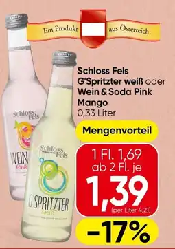 Spar Schloss fels g'spritzter weiß oder wein & soda pink mango Angebot