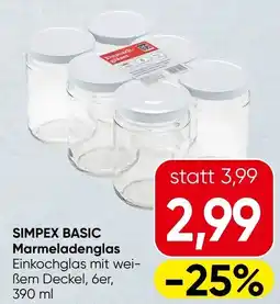Spar Simpex basic marmeladenglas Angebot