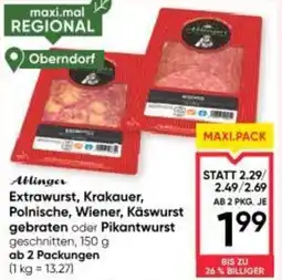 Maximarkt Extrawurst, krakauer, polnische, wiener, käswurst gebraten oder pikantwurst geschnitten Angebot