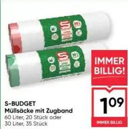 Maximarkt S-BUDGET Müllsäcke mit Zugband Angebot