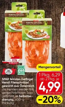 Eurospar SPAR feinstes Geflügel Hendl Filetschnitzel gewürzt aus Österreich Angebot