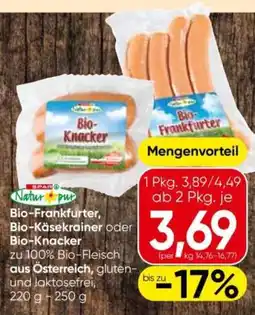 Eurospar Bio-Frankfurter, Bio-Käsekrainer oder Bio-Knacker Angebot