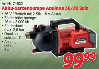 Zgonc Akku-Gartenpumpe Aquinna 36/30 Solo Angebot