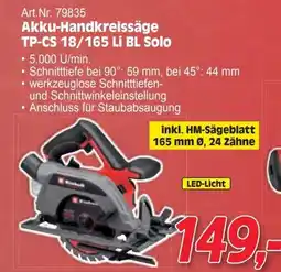 Zgonc Akku-Handkreissäge TP-CS 18/165 Li BL Solo Angebot