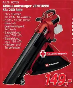 Zgonc Akku-Laubsauger VENTURRO 36/240 Solo Angebot