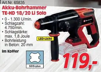 Zgonc Akku-Bohrhammer TE-HD 18/20 Li Solo Angebot
