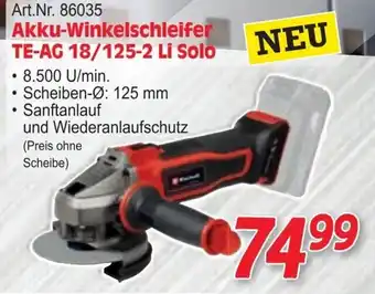 Zgonc Akku-winkelschleifer te-ag 18/125-2 li solo Angebot