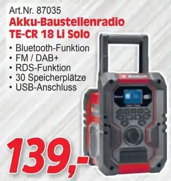 Zgonc Akku-baustellenradio te-cr 18 li solo Angebot