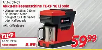 Zgonc Akku-Kaffeemaschine TE-CF 18 Li Solo Angebot