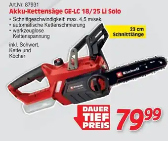 Zgonc Akku-kettensäge ge-lc 18/25 li solo Angebot