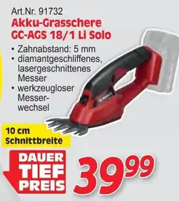 Zgonc Akku-Grasschere GC-AGS 18/1 Li Solo Angebot