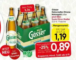 Spar Gösser Naturradler Zitrone Naturgold oder jetzt NEU: Soda Zitron Radler Angebot