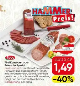 Spar Tirol Kantwurst oder Polnische Spezial Angebot