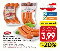 Spar TANN Käsekrainer, Puten Käsekrainer oder Bratwurst Angebot