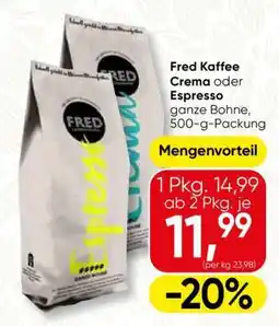 Spar Fred Kaffee Crema oder Espresso Angebot