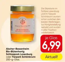 Spar Alscher-Bassenheim Bio-Blütenhonig Schlosspark Laxenburg oder Tierpark Schönbrunn Angebot