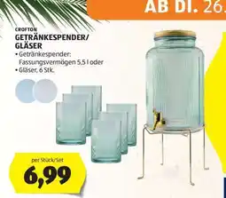 Hofer CROFTON GETRÄNKESPENDER/GLÄSER Angebot